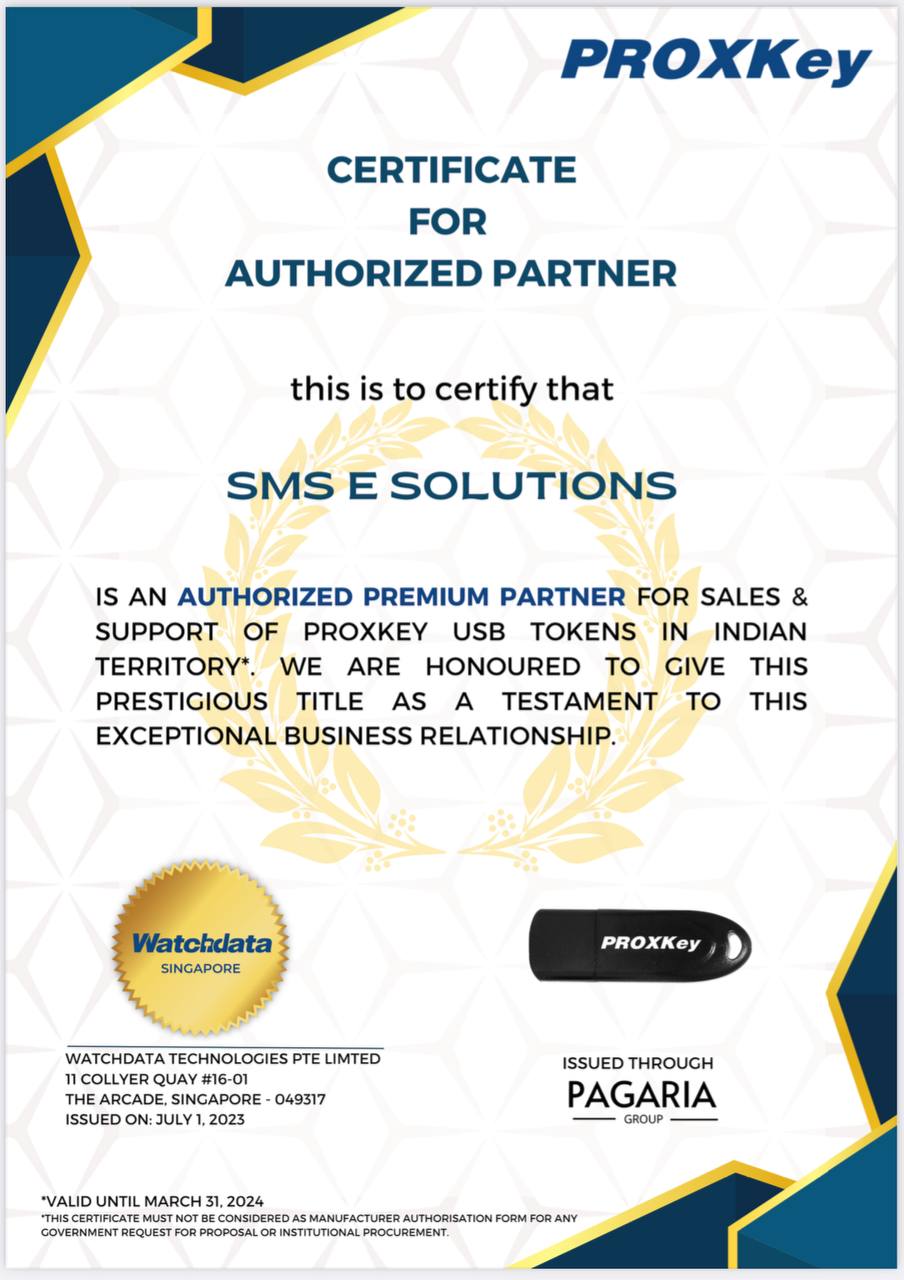 ProxKey authorised premium partner certificate issued to SMS E Solutions